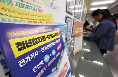 15일 서울 마포구 서울서부고용복지플러스센터에 청년 취업지원 관련 안내문이 놓여있다.(사진=연합)