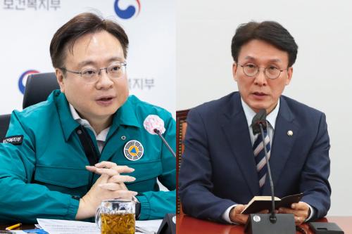 (왼쪽)조규홍 보건복지부 장관 (오른쪽)김민석 더불어민주당 정책위원장